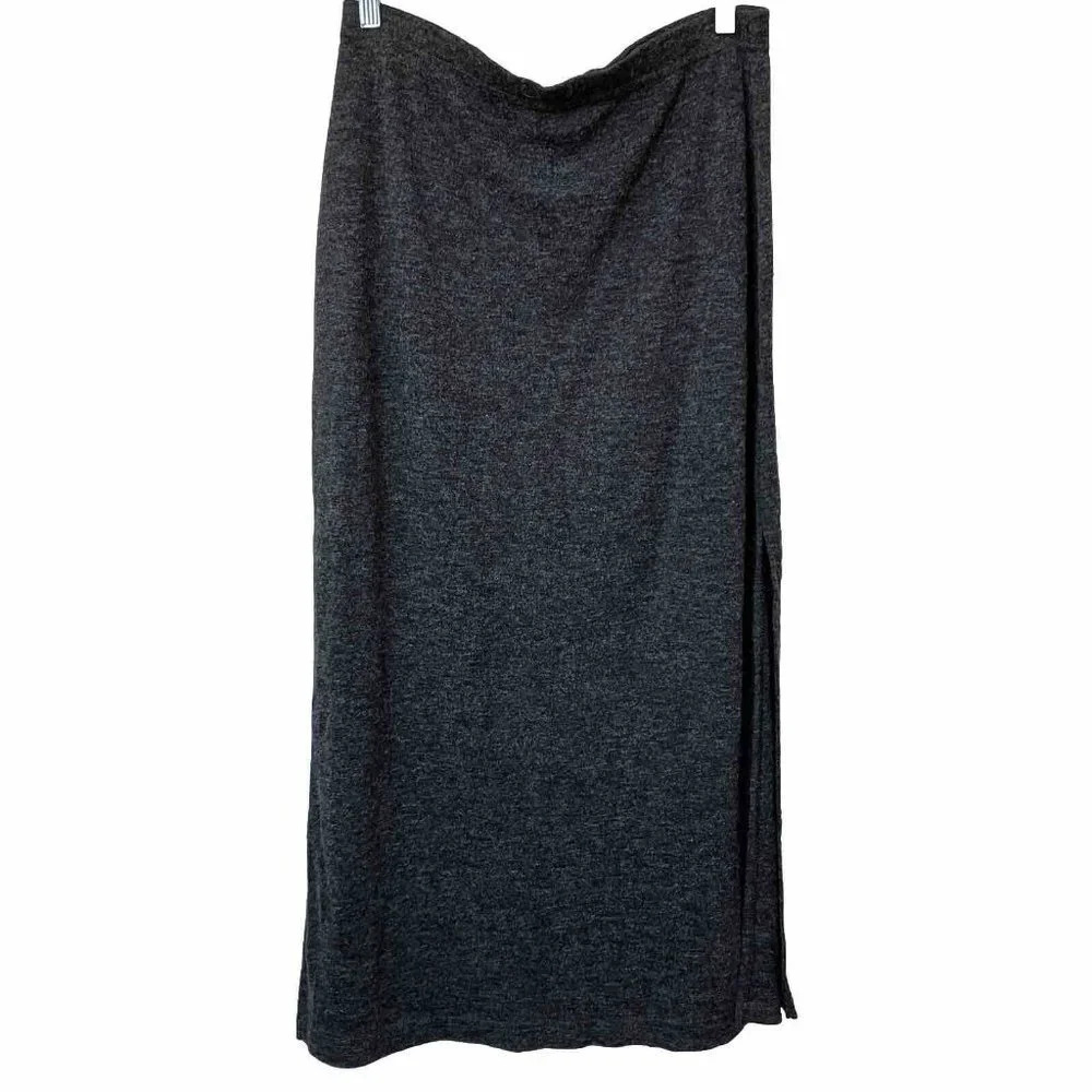Vintage E.W. Clothing Co‎ Gray Marled Stretch  Jersey Knit Maxi Skirt